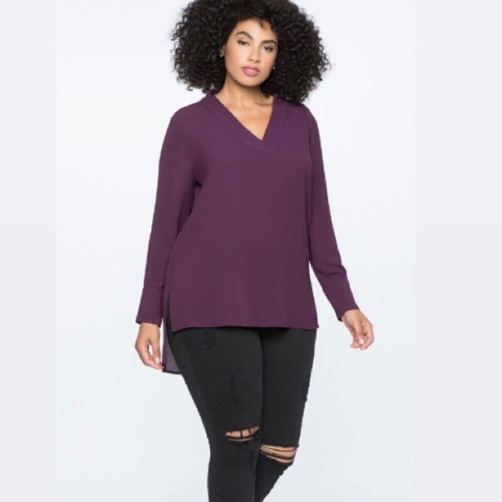 Eloquii Easy V Neck Tunic Deep Plum SZ 28